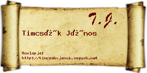 Timcsák János névjegykártya